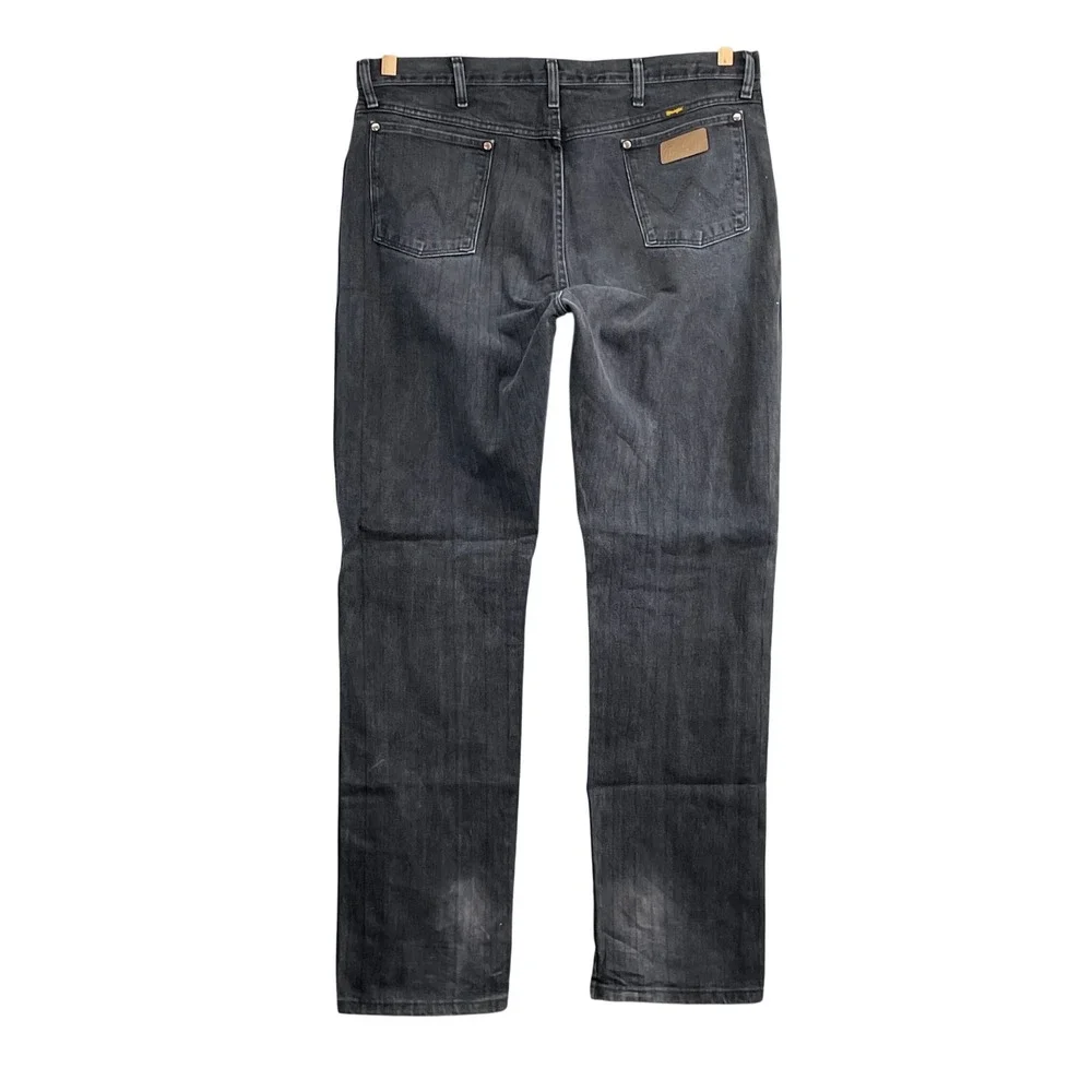 Wrangler 13MWZWK Cowboy Cut Mens Black Jeans 40x35* Faded Denim Straight‎ Leg